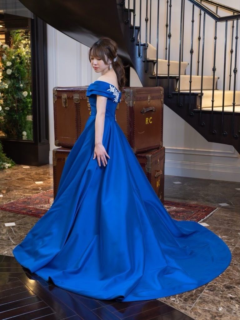 週末値引き中‼️ ウェディングドレス　カラードレス　ブルー　美品♡カラードレス